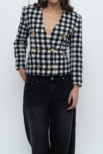 Load image into Gallery viewer, Vintage x JONES NY Navy, Cream Houndstooth Cropped Blazer (XS, S)