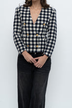 Load image into Gallery viewer, Vintage x JONES NY Navy, Cream Houndstooth Cropped Blazer (XS, S)