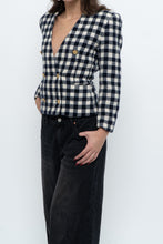 Load image into Gallery viewer, Vintage x JONES NY Navy, Cream Houndstooth Cropped Blazer (XS, S)