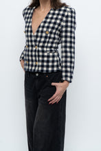 Load image into Gallery viewer, Vintage x JONES NY Navy, Cream Houndstooth Cropped Blazer (XS, S)