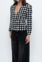 Load image into Gallery viewer, Vintage x JONES NY Navy, Cream Houndstooth Cropped Blazer (XS, S)