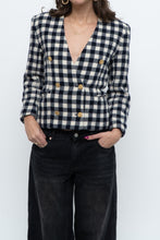 Load image into Gallery viewer, Vintage x JONES NY Navy, Cream Houndstooth Cropped Blazer (XS, S)