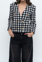 Load image into Gallery viewer, Vintage x JONES NY Navy, Cream Houndstooth Cropped Blazer (XS, S)
