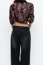 Load image into Gallery viewer, Vintage x Black Satin Patterned Cropped Blouse (S, M)