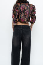 Load image into Gallery viewer, Vintage x Black Satin Patterned Cropped Blouse (S, M)