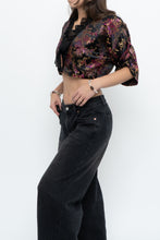 Load image into Gallery viewer, Vintage x Black Satin Patterned Cropped Blouse (S, M)