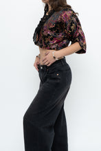 Load image into Gallery viewer, Vintage x Black Satin Patterned Cropped Blouse (S, M)