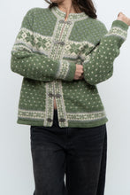 Load image into Gallery viewer, Vintage x Green Patterned Wool Cardigan (XS-L)
