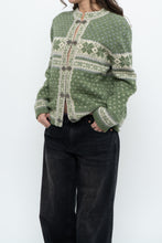 Load image into Gallery viewer, Vintage x Green Patterned Wool Cardigan (XS-L)