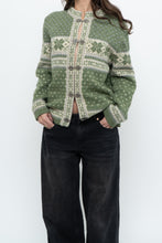 Load image into Gallery viewer, Vintage x Green Patterned Wool Cardigan (XS-L)