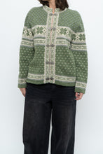 Load image into Gallery viewer, Vintage x Green Patterned Wool Cardigan (XS-L)