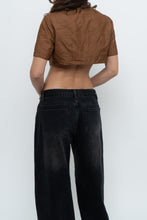 Load image into Gallery viewer, Vintage x Brown Raw Silk Cropped Blouse (XS, S)