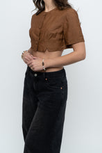 Load image into Gallery viewer, Vintage x Brown Raw Silk Cropped Blouse (XS, S)