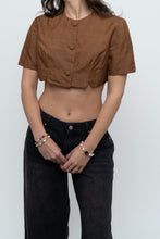 Load image into Gallery viewer, Vintage x Brown Raw Silk Cropped Blouse (XS, S)