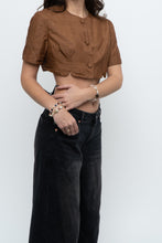 Load image into Gallery viewer, Vintage x Brown Raw Silk Cropped Blouse (XS, S)