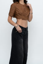Load image into Gallery viewer, Vintage x Brown Raw Silk Cropped Blouse (XS, S)