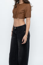 Load image into Gallery viewer, Vintage x Brown Raw Silk Cropped Blouse (XS, S)