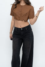 Load image into Gallery viewer, Vintage x Brown Raw Silk Cropped Blouse (XS, S)