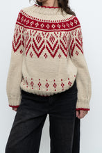 Load image into Gallery viewer, Vintage x Handknit Cream, Red Sweater (XS-M)