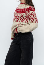 Load image into Gallery viewer, Vintage x Handknit Cream, Red Sweater (XS-M)