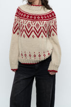 Load image into Gallery viewer, Vintage x Handknit Cream, Red Sweater (XS-M)