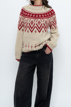 Load image into Gallery viewer, Vintage x Handknit Cream, Red Sweater (XS-M)