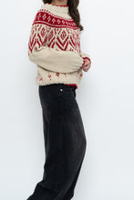 Load image into Gallery viewer, Vintage x Handknit Cream, Red Sweater (XS-M)