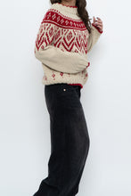 Load image into Gallery viewer, Vintage x Handknit Cream, Red Sweater (XS-M)