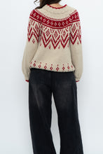 Load image into Gallery viewer, Vintage x Handknit Cream, Red Sweater (XS-M)