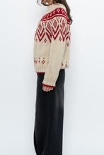 Load image into Gallery viewer, Vintage x Handknit Cream, Red Sweater (XS-M)