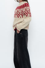 Load image into Gallery viewer, Vintage x Handknit Cream, Red Sweater (XS-M)