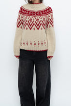 Load image into Gallery viewer, Vintage x Handknit Cream, Red Sweater (XS-M)
