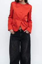 Load image into Gallery viewer, Vintage x Made in Hong Kong x DKNY Red Silk, Wool Blazer (XS-M)