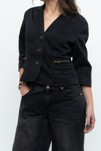 Load image into Gallery viewer, Vintage x Cotton Black Cropped Blazer (XS-M)