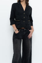 Load image into Gallery viewer, Vintage x Cotton Black Cropped Blazer (XS-M)