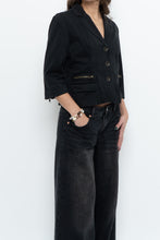 Load image into Gallery viewer, Vintage x Cotton Black Cropped Blazer (XS-M)