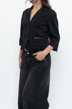 Load image into Gallery viewer, Vintage x Cotton Black Cropped Blazer (XS-M)