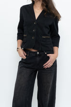 Load image into Gallery viewer, Vintage x Cotton Black Cropped Blazer (XS-M)