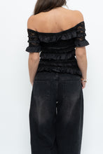 Load image into Gallery viewer, Vintage x Made in Canada x JOSEPH RIBKOFF Black Lace, Sequin Off-Shoulder Top (S-L)