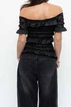 Load image into Gallery viewer, Vintage x Made in Canada x JOSEPH RIBKOFF Black Lace, Sequin Off-Shoulder Top (S-L)