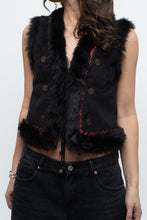 Load image into Gallery viewer, Vintage x ZARA Black Faux Suede Embroidered Vest (XS-M)