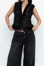 Load image into Gallery viewer, Vintage x ZARA Black Faux Suede Embroidered Vest (XS-M)