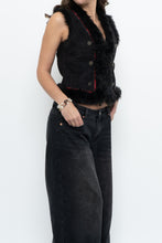 Load image into Gallery viewer, Vintage x ZARA Black Faux Suede Embroidered Vest (XS-M)