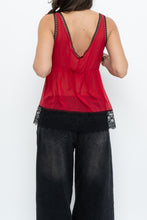 Load image into Gallery viewer, Vintage x Red, Black Sheer Lace Top (M, L)