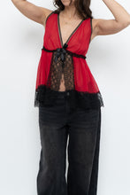 Load image into Gallery viewer, Vintage x Red, Black Sheer Lace Top (M, L)