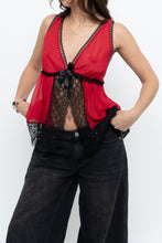 Load image into Gallery viewer, Vintage x Red, Black Sheer Lace Top (M, L)