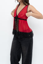 Load image into Gallery viewer, Vintage x Red, Black Sheer Lace Top (M, L)