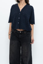 Load image into Gallery viewer, Vintage x Made in Great Britain x Navy Cotton-Blend Cropped Cardigan (S-L)