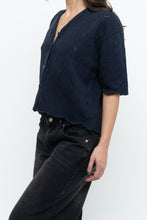 Load image into Gallery viewer, Vintage x Made in Great Britain x Navy Cotton-Blend Cropped Cardigan (S-L)