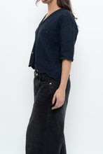 Load image into Gallery viewer, Vintage x Made in Great Britain x Navy Cotton-Blend Cropped Cardigan (S-L)